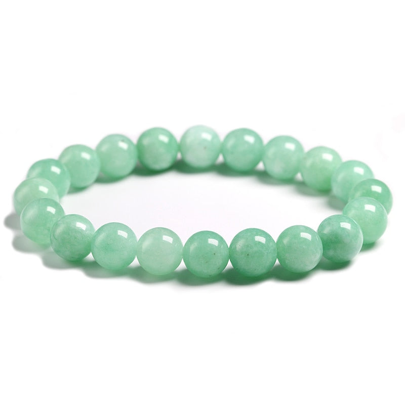 Natural Burmese Green Jade Round Beads Stone Gemstone Gift Handmade Strand Bracelets
